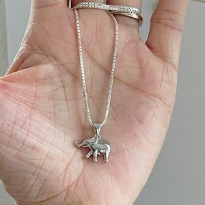 Sterling Silver Small Elephant Necklace, Good Luck Necklace, Silver Necklaces
